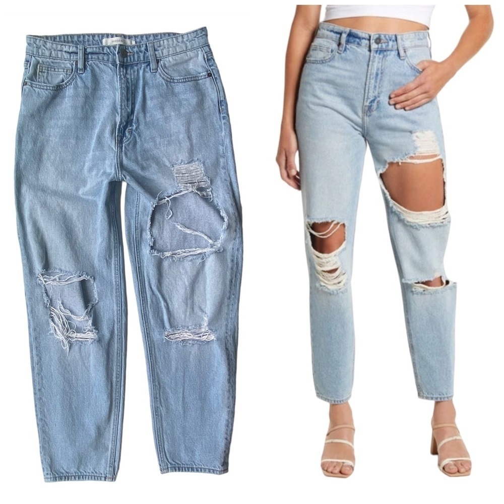 Hidden Tapered Baggy Mom Jean Size 30 Cotton Distressed High Rise Ripped
